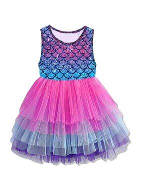 🆕Girls Tutu Dress Sleeveless Casual Summer Party Dress Cotton Ash4594